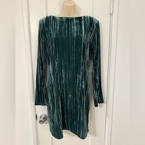& Other Stories Teal Velvet Long Sleeve Dress